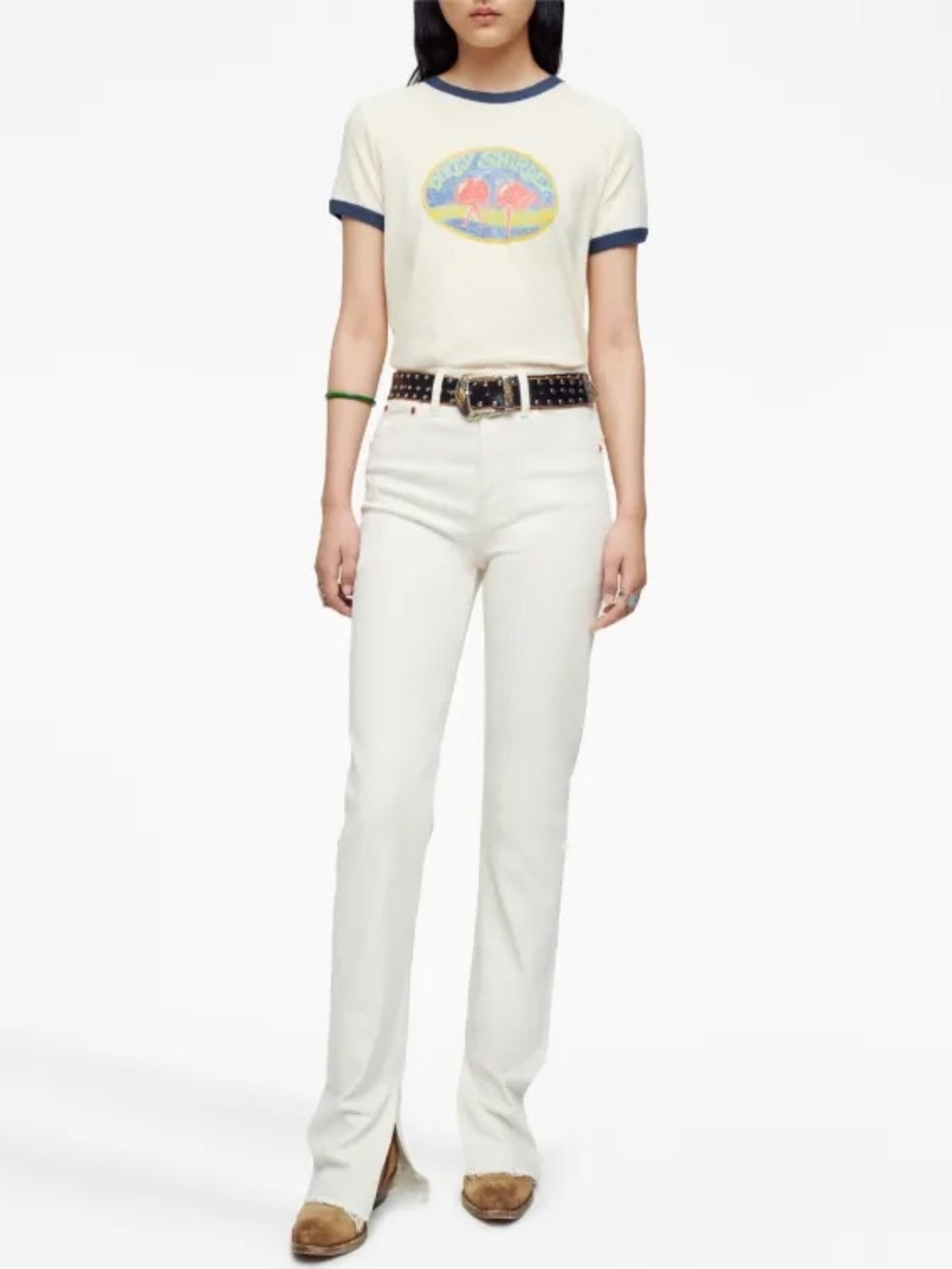RE/DONE 70s High Rise Skinny Bootcut Jean in Vintage White 27